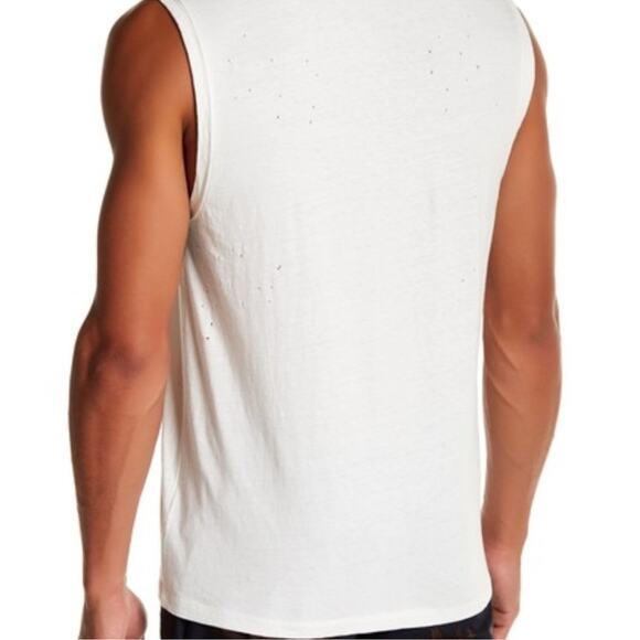VINCE  Distressed Muscle Tank Top In White Size L Sporty Athleisure Casual Layer - Picture 2 of 13